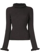 Le Ciel Bleu Frill-trim Fitted Sweater - Grey