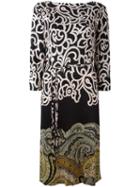 Etro Floral Print Mid Dress, Women's, Size: 42, Black, Silk