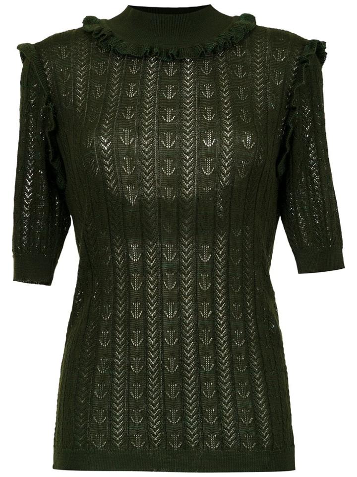 Andrea Bogosian Ruffled Knit Blouse - Green