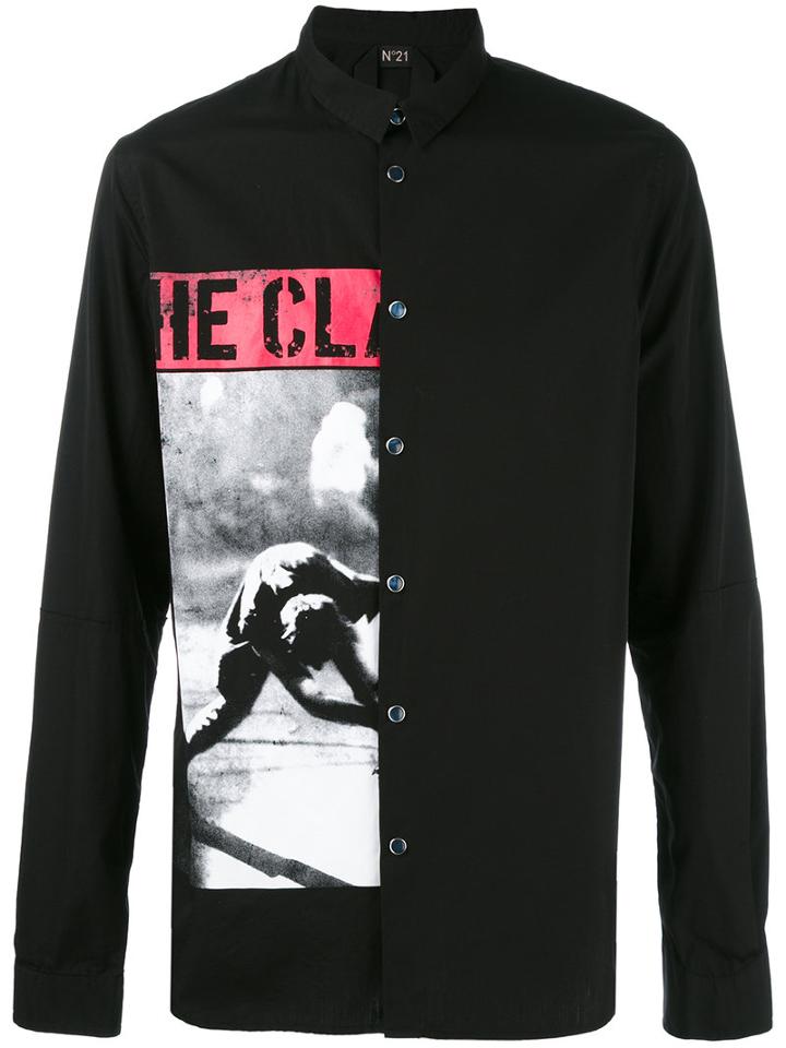 No21 - Printed Panel Shirt - Men - Cotton - S, Black, Cotton