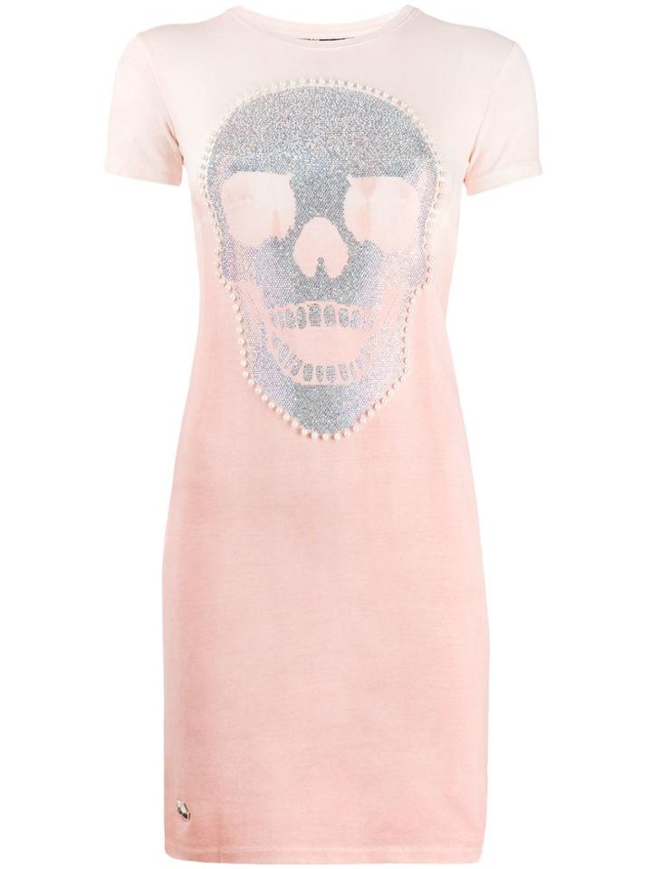 Philipp Plein Skull Print T-shirt Dress - Pink