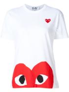 Comme Des Garçons Play - Heart Print And Application T-shirt - Women - Acetate - L, White, Acetate