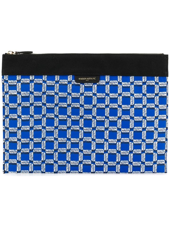 Maison Kitsuné Geometric Logo Wash Bag - Blue