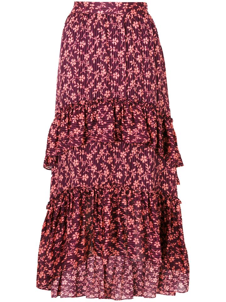 Ulla Johnson Floral Pleated Skirt - Red