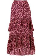 Ulla Johnson Floral Pleated Skirt - Red