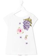 Monnalisa Chic Floral Embroidered T-shirt - White