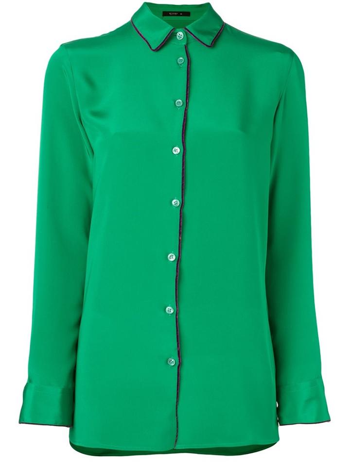 Etro Classic Button Down Shirt, Women's, Size: 42, Green, Silk/nylon/viscose/polyester