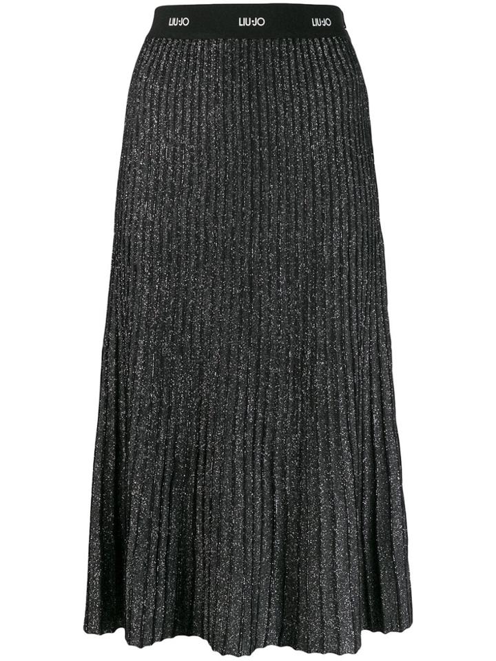 Liu Jo Ribbed Midi Skirt - Black