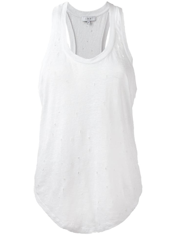 Iro Nibbled Racer Back Vest, Women's, Size: Small, White, Linen/flax