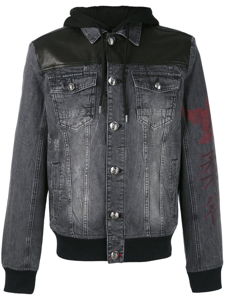 Philipp Plein - Denim Jacket - Men - Cotton/leather - L, Black, Cotton/leather