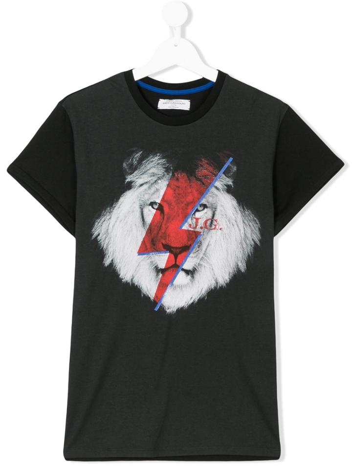 John Galliano Kids Teen Lion Print T-shirt - Black