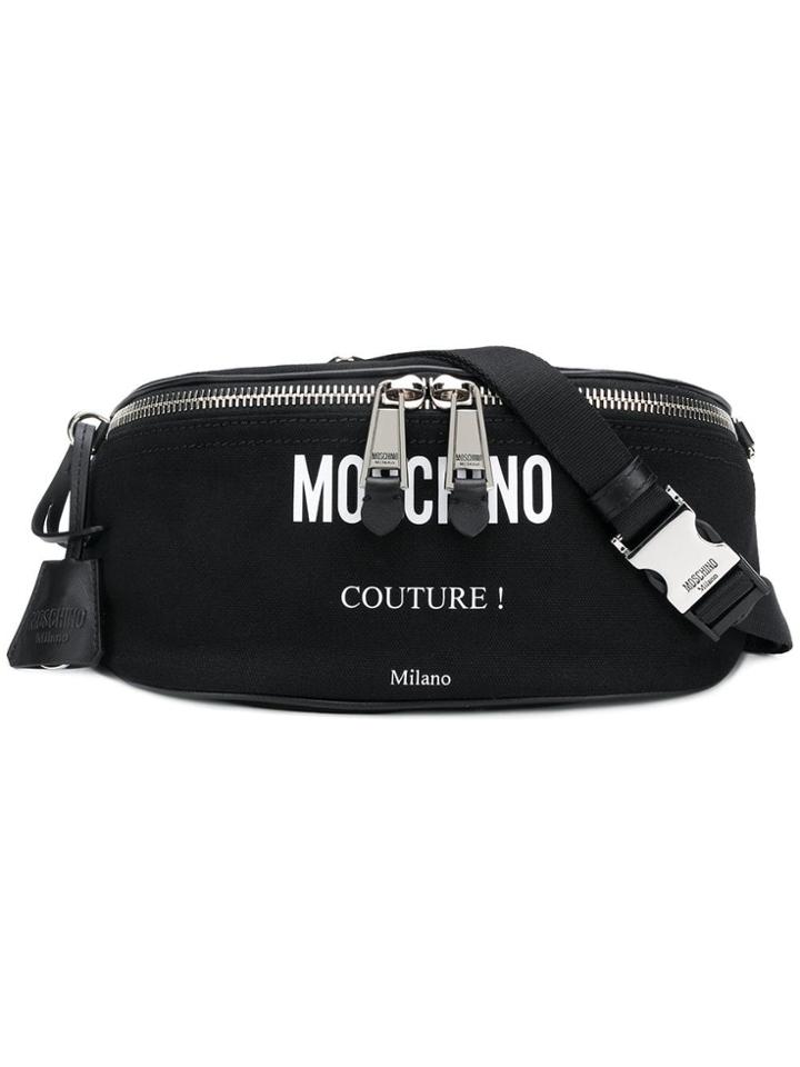 Moschino Logo Printed Belt Bag - Black