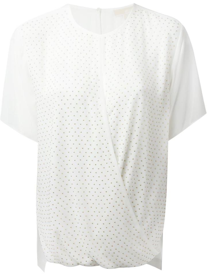 Michael Michael Kors Studded Top, Size: Xl, White, Polyester/aluminium