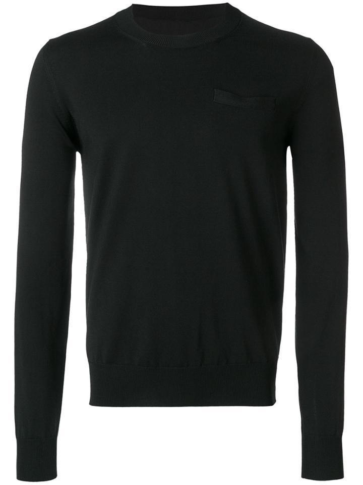 Maison Margiela Crew Neck Pocket Sweater - Black