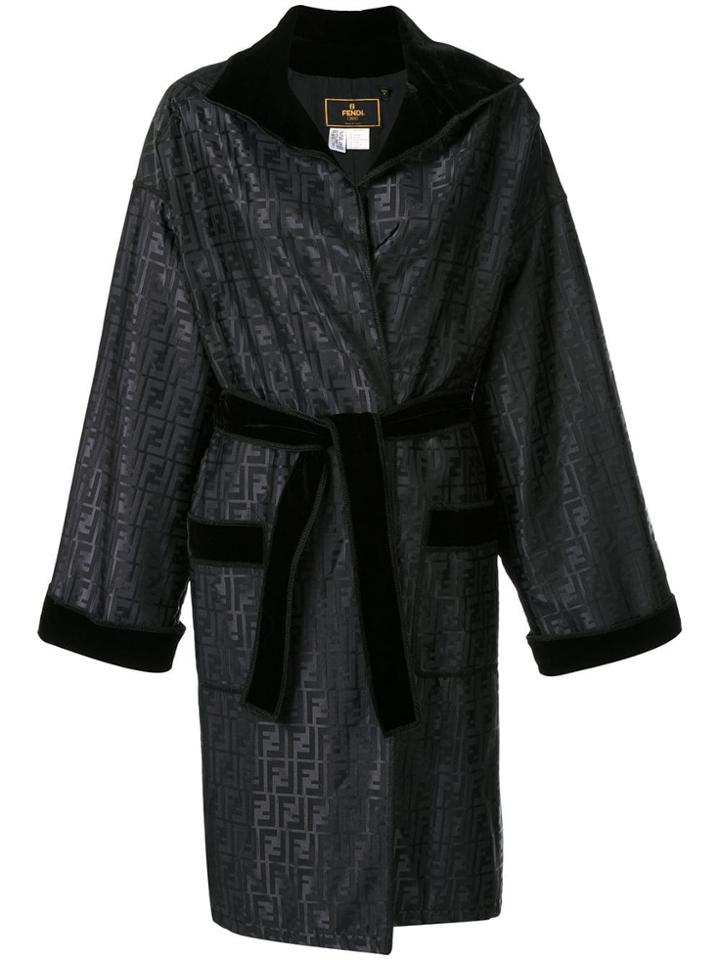 Fendi Vintage Ff Motif Belted Coat - Black