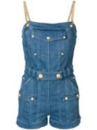 Balmain Button Detail Romper - Blue