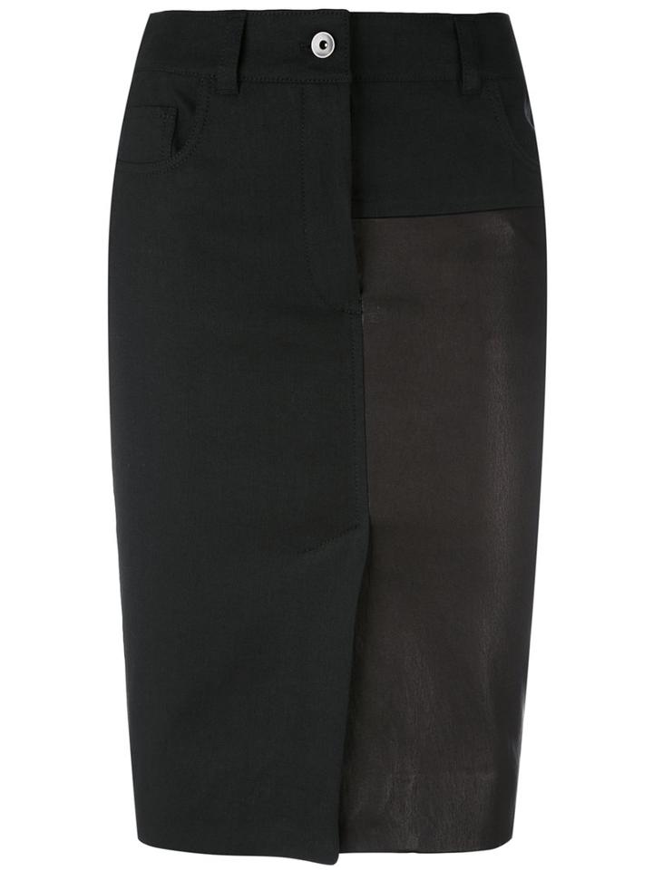 Haider Ackermann - Panelled Pencil Skirt - Women - Cotton/linen/flax/leather/rayon - 38, Black, Cotton/linen/flax/leather/rayon