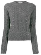 Philosophy Di Lorenzo Serafini Embellished Cable Knit Sweater - Grey