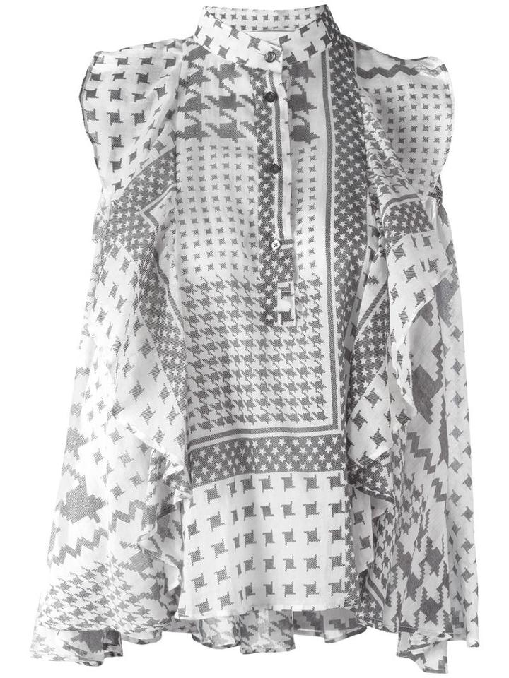 Iro Houndstooth Pattern Blouse, Women's, Size: Xs, White, Cotton