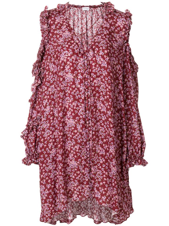 Magda Butrym Floral Cold-shoulder Dress - Pink & Purple