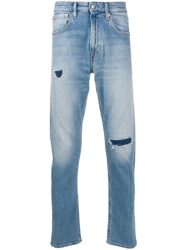 Calvin Klein Jeans Distressed Slim-fit Jeans - Blue