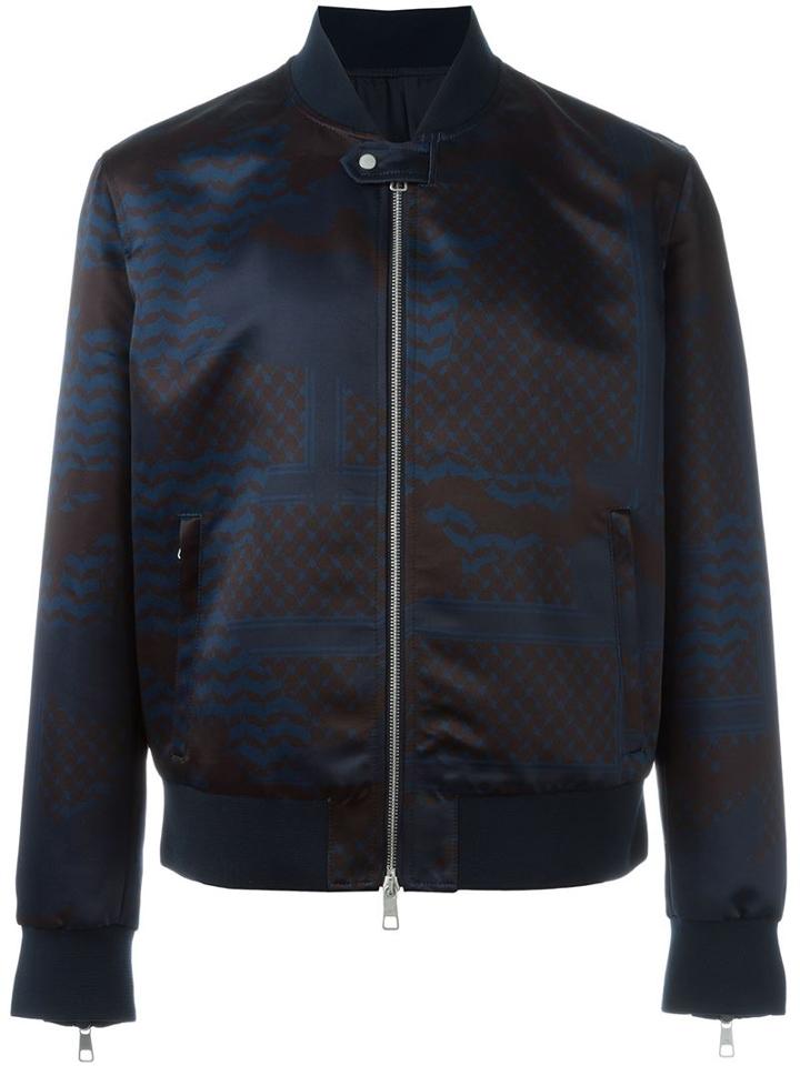 Neil Barrett Patchwork Print Bomber Jacket, Men's, Size: Xl, Black, Polyamide/polyester/spandex/elastane/polyester