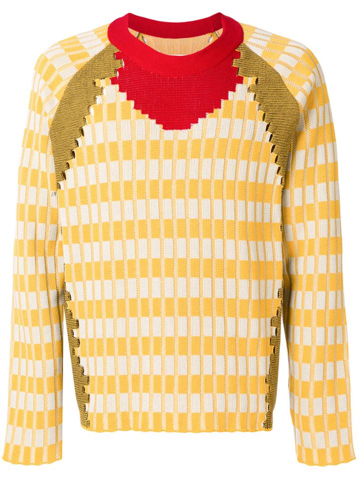 Maison Margiela Geometric Patterned Knit Jumper - Yellow & Orange