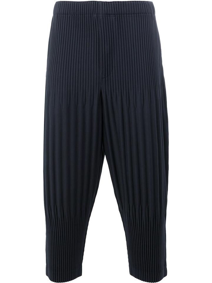 Homme Plissé Issey Miyake Pleated Cropped Trousers, Size: 2, Grey, Polyester