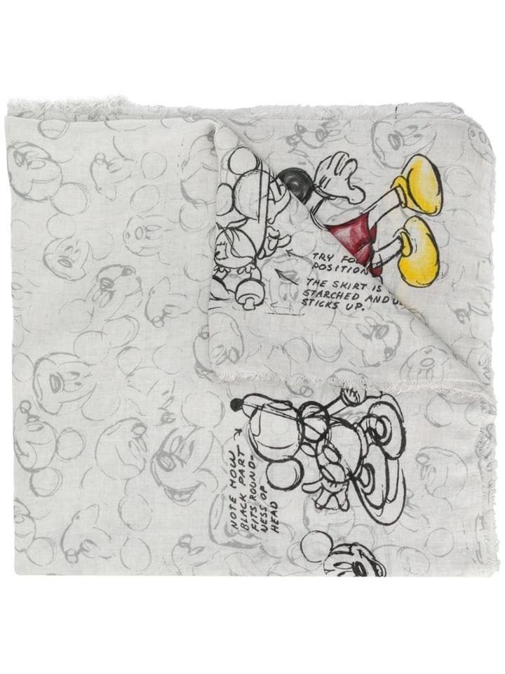 Faliero Sarti Mickey Mouse Print Scarf - Grey