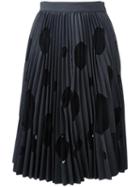 Msgm Polka Dot Pleated Skirt, Women's, Size: 44, Grey, Polyester/spandex/elastane/viscose