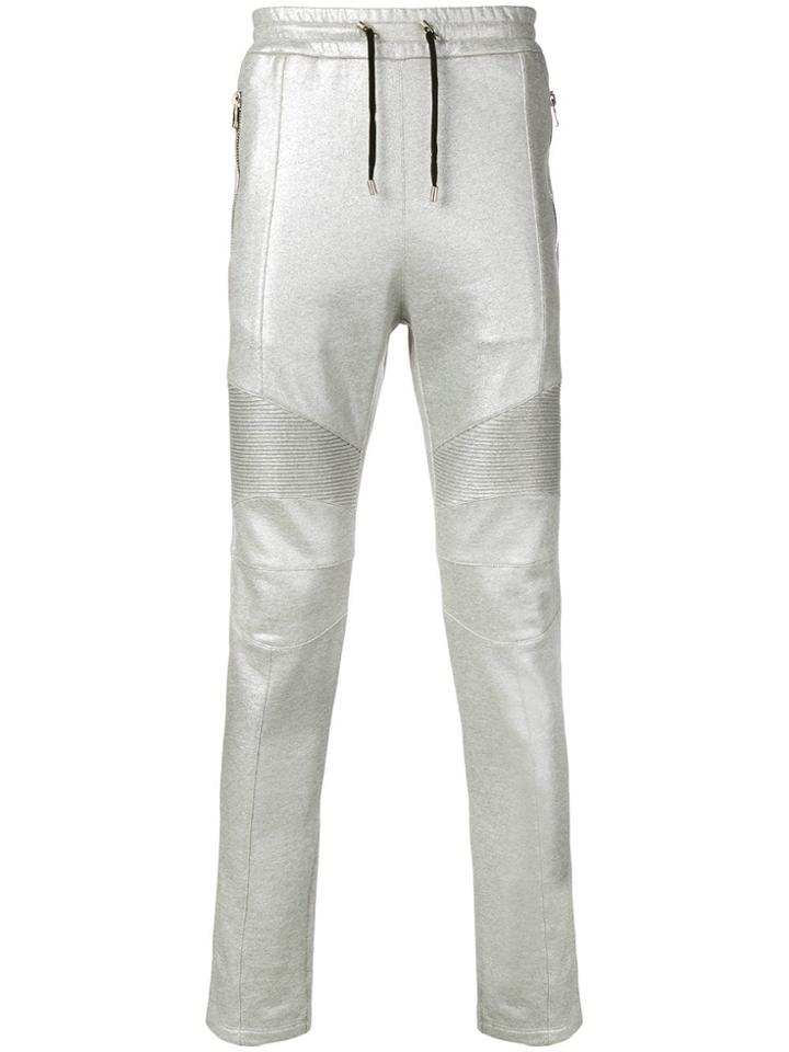 Balmain Metallic Biker Joggers - Silver