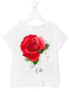 Monnalisa Chic Rose Print T-shirt, Girl's, Size: 12 Yrs, White