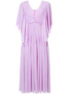 Rochas - Pleated Dress - Women - Silk - 40, Pink/purple, Silk