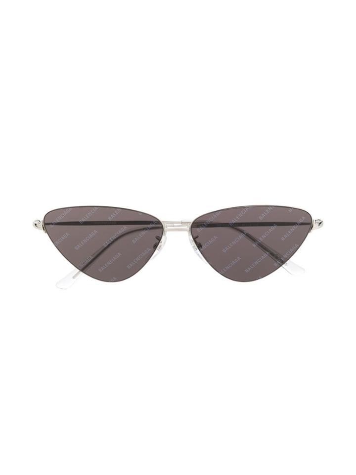 Balenciaga Eyewear Logo Print Cat-eye Sunglasses - Silver
