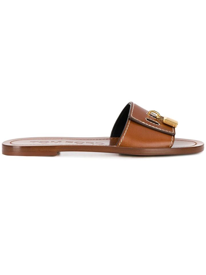 Tom Ford Padlock Detail Sandals - Brown
