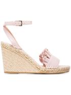Valentino Pink Ruffle Wedge Leather Sandals - Pink & Purple