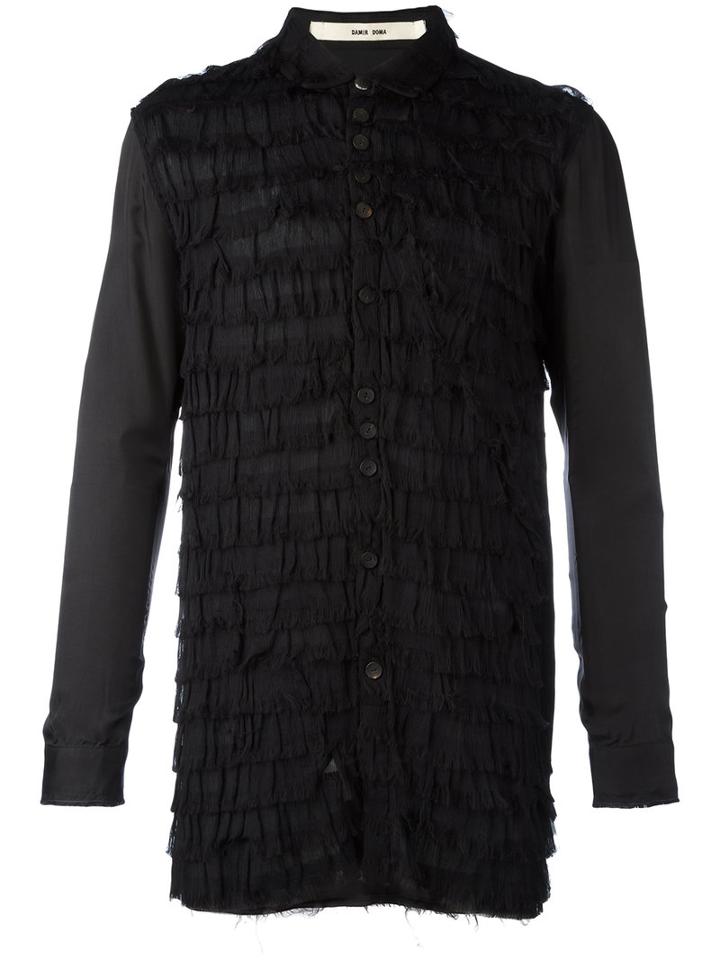Damir Doma Layered Frayed Shirt, Men's, Size: Medium, Black, Viscose/cupro