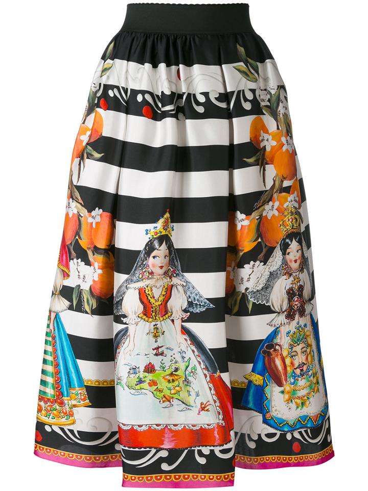 Dolce & Gabbana - Doll Print Skirt - Women - Silk - 46, Black, Silk