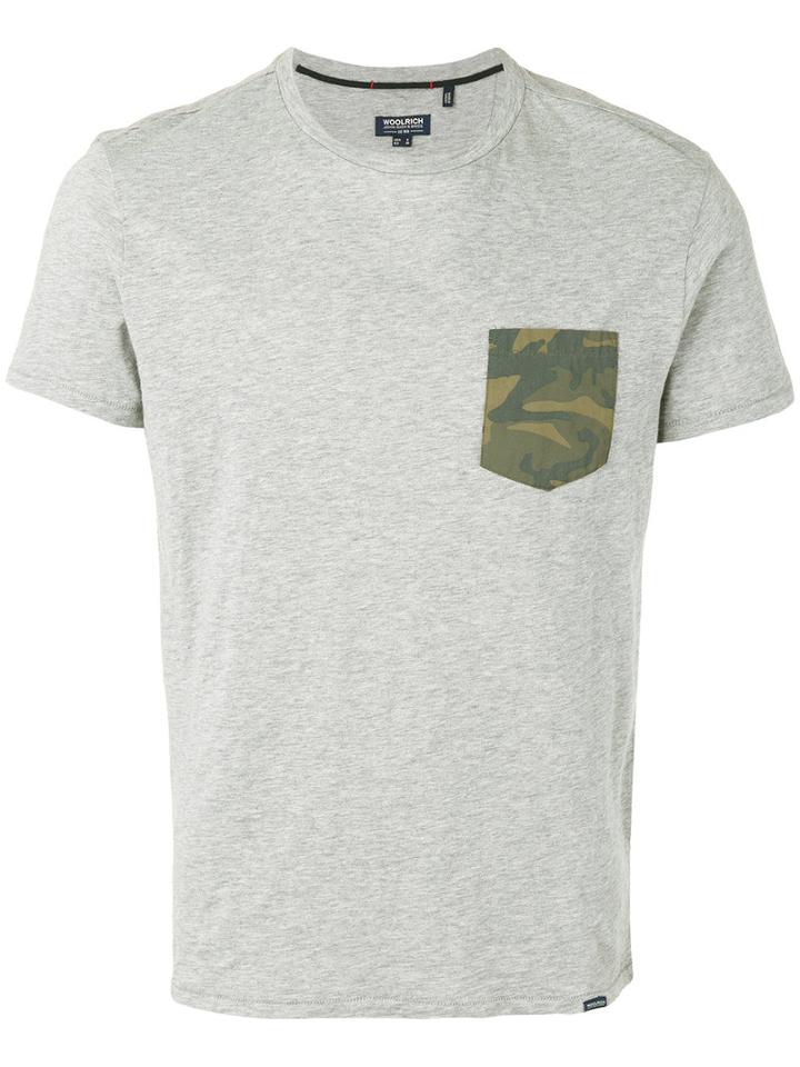 Woolrich - T-shirt With Camouflage Pocket - Men - Cotton - Xl, Grey, Cotton