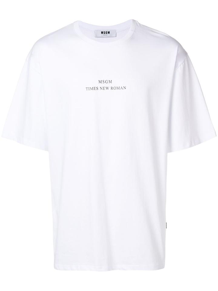 Msgm Times New Roman Print T-shirt - White