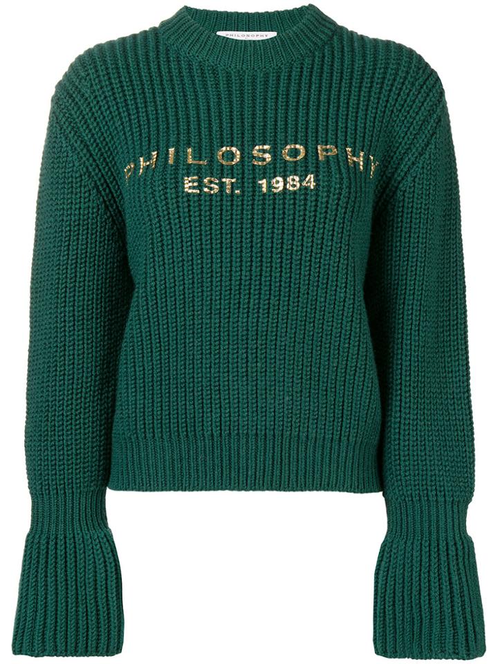Philosophy Di Lorenzo Serafini Knitted Logo Sweater - Green