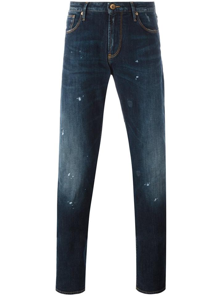 Armani Jeans Slim-fit Jeans, Men's, Size: 33, Blue, Cotton/spandex/elastane