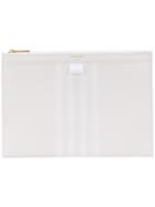Thom Browne Tonal 4-bar Stripe Small Leather Tablet Holder - White