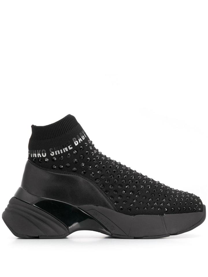 Pinko Studded Sock Sneakers - Black