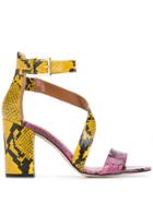 Paris Texas Pyython Block Heel Sandals - Pink