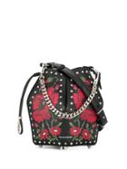 Alexander Mcqueen Floral Print Bucket Bag - Black