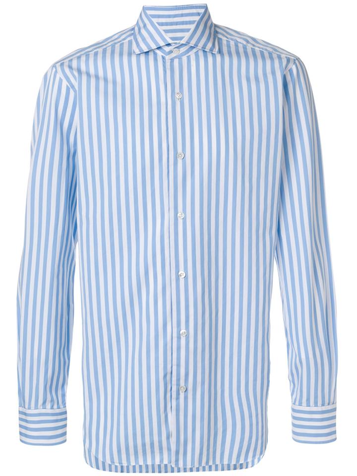 Barba Striped Print Shirt - Blue