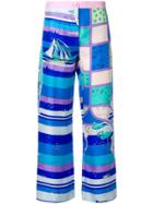 Emilio Pucci Seaside-print Cropped Trousers - Pink & Purple
