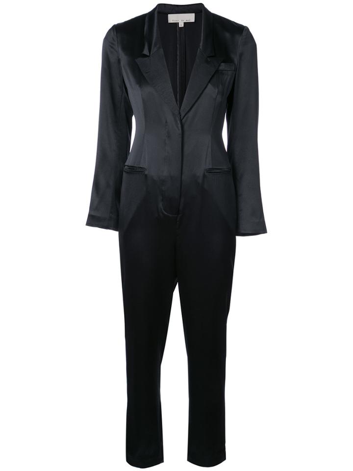 Fleur Du Mal Classic Satin Jumpsuit - Black