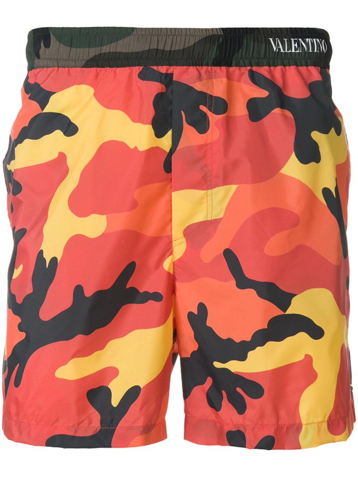 Valentino Camoushuffle Swim Shorts - Yellow & Orange